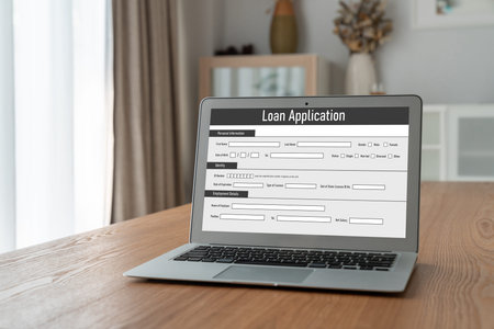 Online loan application form for modish digital information collection on the internet networkの写真素材