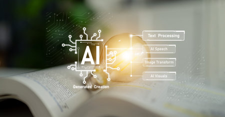 AI assistant with LLM, big data, machine learning, and generative AI powers prompt engineering and supports agentic AI for advanced business applications.の写真素材