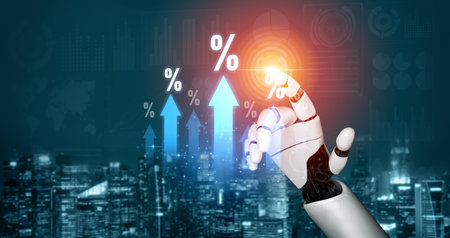 AI predicts interest rate trends by analyzing macroeconomic indicators, financial data, and historical patterns to support economic planning and decision-making. Vouchの写真素材