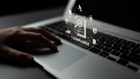 Concept of corporate compliance and risk management. Adhering to legal regulations and internal policies through systematic audits and process verification for business integrity.の写真素材