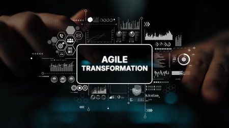 Innovative Approach to Agile Transformation with Data Visualization and Touch Interaction on Digital Screen. Asymptotic smart data analytic.の写真素材