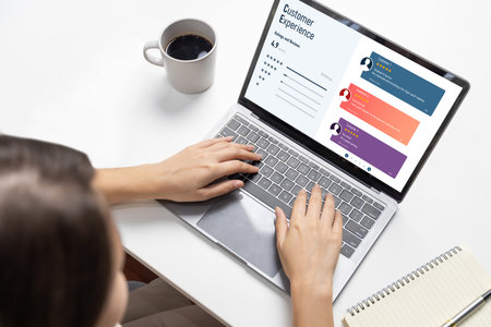 Customer experience and review analysis by brisk computer software for corporate businessの写真素材