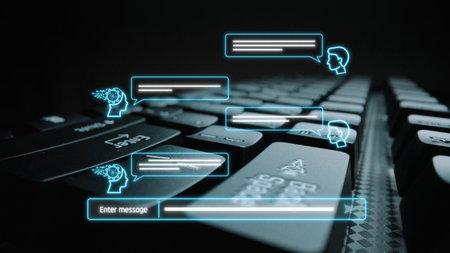 AI chatbot interface facilitates communication and AI interaction for automated user support and information exchange.の写真素材