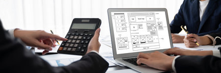 Business intelligence and data analysis concept. Analyst team working on financial data analysis...