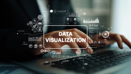 Elegant Data Visualization Concept with Graphs, Charts, and Digital Elements Captured During...