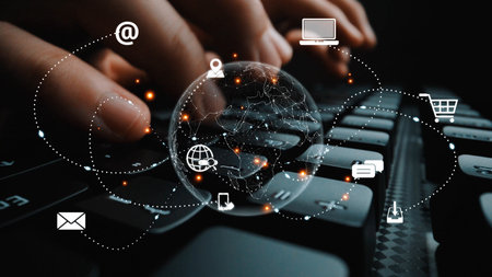Visualization of global digital communication and online across multiple platforms, including global...