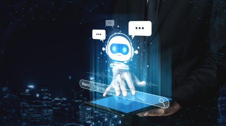 AI assistant with voice chat interface, combining smart chatbot, voice command, and AI-powered...