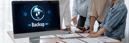 Backup Storage Data Internet Technology Business concept. Database storage cloud technology file...