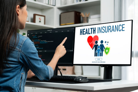 Health insurance web site brisk registration system for easy form fillingの写真素材