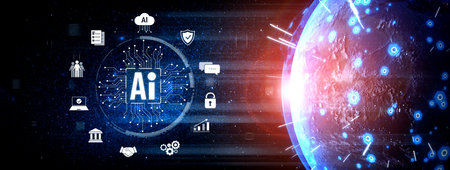 AI assistant with LLM, big data, machine learning, and generative AI powers prompt engineering and supports agentic AI for advanced business applications. Vouchの写真素材