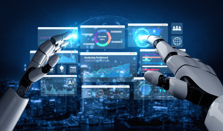 AI analyzing worldwide business metrics and visualizing global data dashboards to optimize...