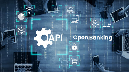 Open Banking Concept with API Integration and Digital Connectivity, Symbolizing Innovation in...