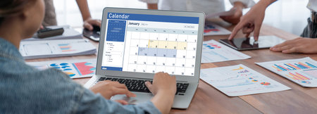 Calendar on computer software application for schedule planning for personal organizer and online...