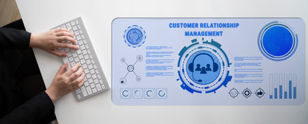 Customer Relationship Management (CRM) system for business. A platform to manage customer interactions, support services, and improve satisfaction.の写真素材