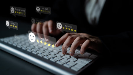 Customer satisfaction feedback levels with five-star ratings, representing positive and negative...