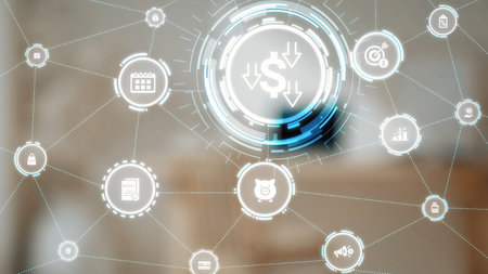 Modern budgeting and financial management icons showing finance, savings, tax, and planning. Budget...