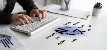 Global communication with multiple languages, digital translation tools, multilingual technology,...