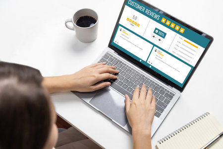 Customer experience and review analysis by brisk computer software for corporate businessの写真素材