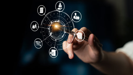 Concept of tax and financial management ensures compliance. This system streamlines tax processes,...