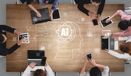 AI assistant with LLM, big data, machine learning, and generative AI powers prompt engineering and supports agentic AI for advanced business applications. Vouchの写真素材