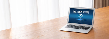 Virus warning alert on computer screen detected modish cyber threat, computer virus and malwareの写真素材