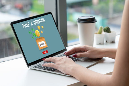 Online donation platform offer modish money sending system for people to transfer on the internetの写真素材