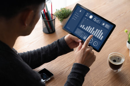 Business data dashboard provide modish business intelligence analytic for marketing strategy...