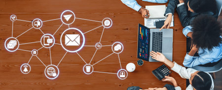 Email icons show digital communication, email service, and inbox management. Email supports online...