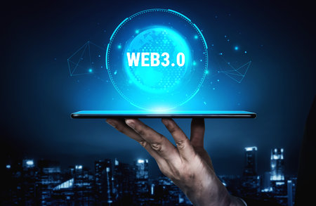 The global impact of the Web 3.0 next generation internet. A futuristic concept of a worldwide...
