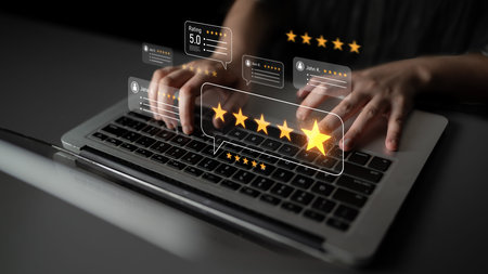 Customer centric review and rating system supports product review, digital rating concept, and...