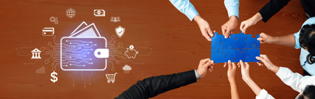Modern mobile banking concept featuring secure digital wallet interface, contactless NFC payment,...