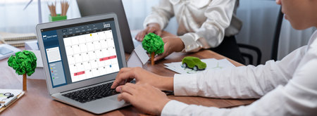 Calendar on computer software application for brisk schedule planning for personal organizer and...