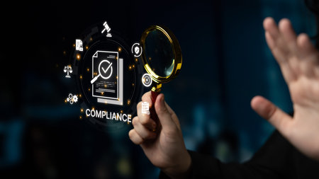Concept of corporate compliance and risk management. Adhering to legal regulations and internal...