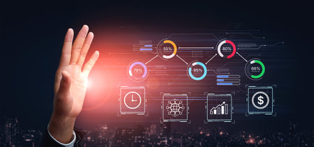 KPI performance dashboard with circular progress charts and analytics. KPI monitoring, reporting,...