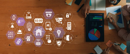 Concept of smart home automation enhances modern living. This innovative smart home system provides...