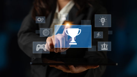 Achievement and success concept representing goal accomplishment, motivation, performance,...