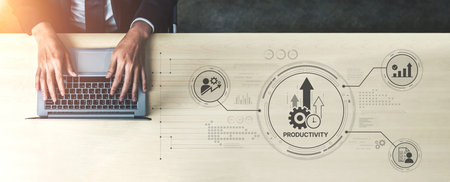 Productivity improvement in digital business, showing productivity tools, productivity tracking,...