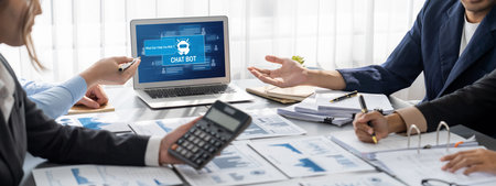 Business intelligence and data analysis concept. Analyst team working on financial data analysis...