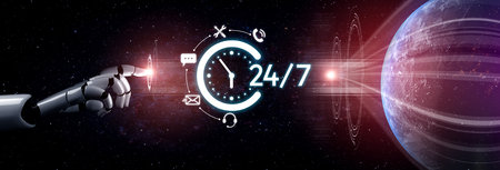 AI artificial intelligence supports 24-hour customer service with virtual assistants, real-time...