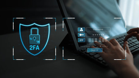 Two-factor authentication strengthens login system security. Adds protection, two-factor...
