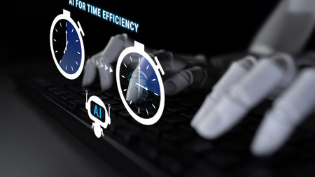 Futuristic Concept of Artificial Intelligence Enhancing Time Efficiency with Robotic Hands...