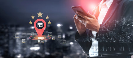 Local business ranking concept highlights brand visibility, location optimization, and customer...