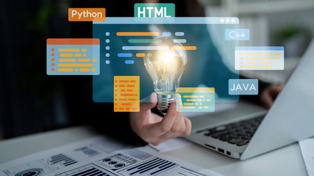 Software development combines coding tools, mobile app creation, and programming languages to...
