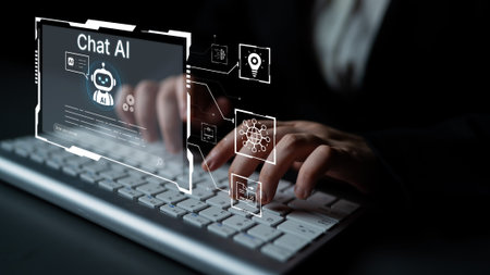 Futuristic AI assistant with autonomous agent capabilities, AI natural language understanding, and...