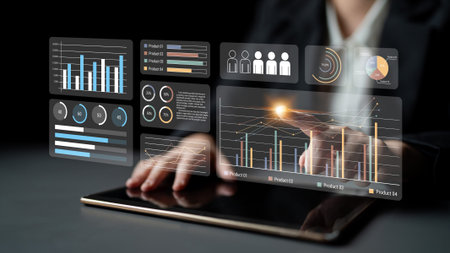 Modern dashboard interface showing performance metrics, data charts, and trend analysis for product...