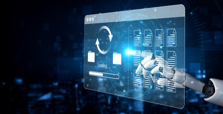 AI automating data synchronization and file management processes, optimizing transfer speed and...