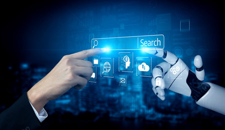 AI improves SEO with smart keyword tools, search pattern analysis, and virtual assistants to boost online visibility and marketing reach. Vouchの写真素材