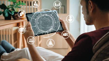 Job search icons show recruitment, HR management, and employee career growth. Job search helps organizations hire talent, job search supports skills, and job search improves workforce. Gistの写真素材
