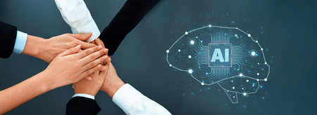 A concept of a deep learning neural network. The AI processor acts as the core of a digital brain,...