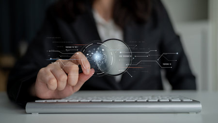 AI artificial intelligence with digital brain and connected data circuit. AI core processes data, AI...